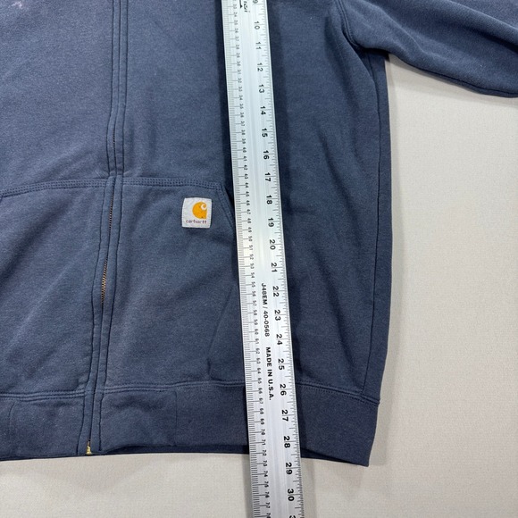 Carhartt Hoodie Mens XL Navy Blue Zip Up Fleece Loose Fit Heavyweight Sweatshirt - Picture 3 of 9